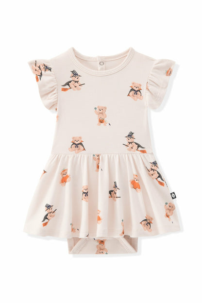 Kyte Baby Twirl Bodysuit Dress in Halloween Teddy