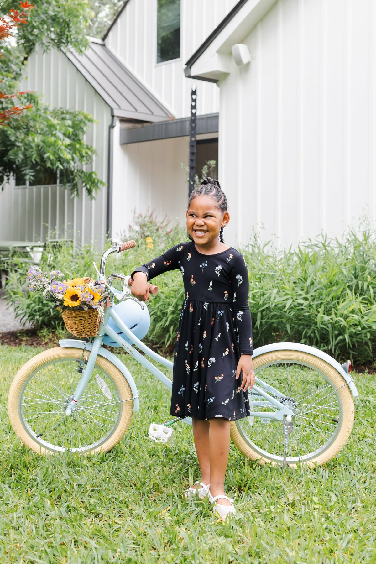 Kyte Baby Long Sleeve Twirl Dress in Midnight Wildflower