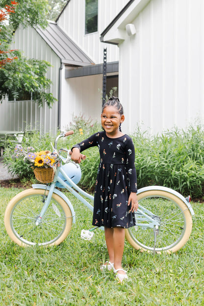 Kyte Baby Long Sleeve Twirl Dress in Midnight Wildflower