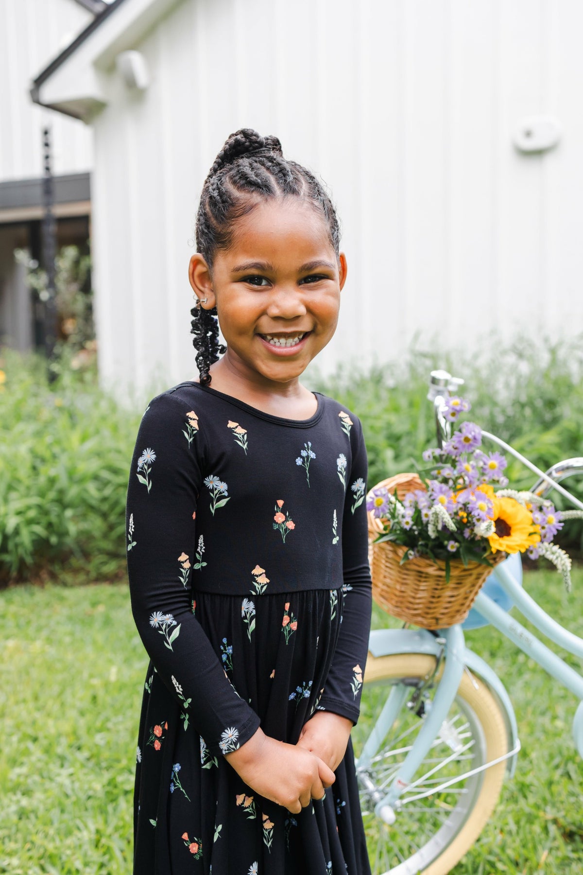 Kyte Baby Long Sleeve Twirl Dress in Midnight Wildflower