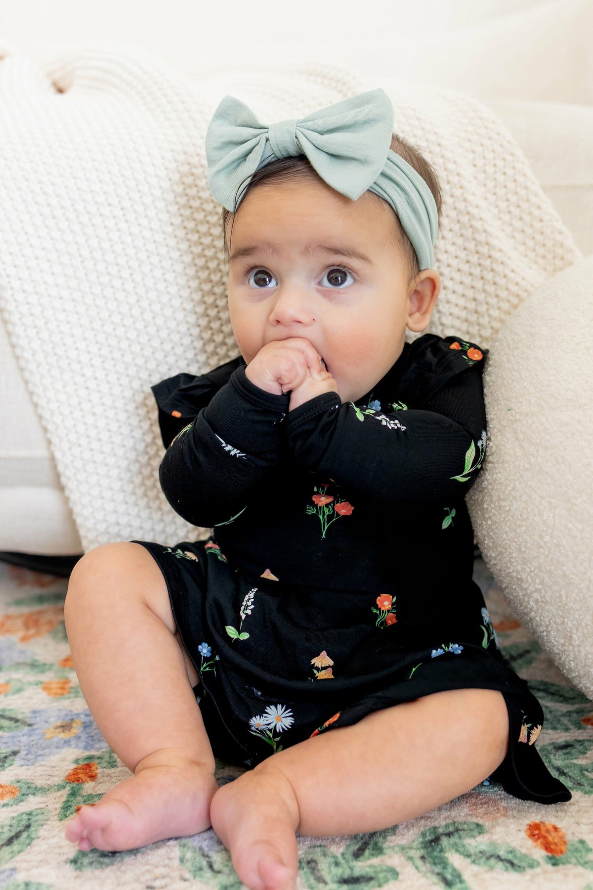 Kyte Baby Long Sleeve Twirl Bodysuit Dress in Midnight Wildflower
