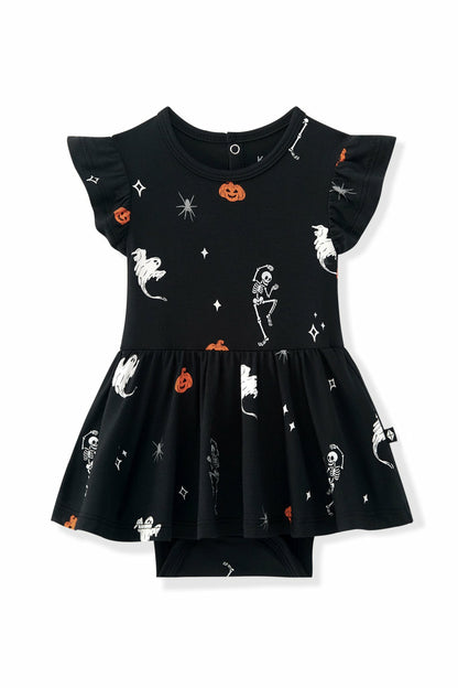 Kyte Baby Twirl Bodysuit Dress in Halloween Friends