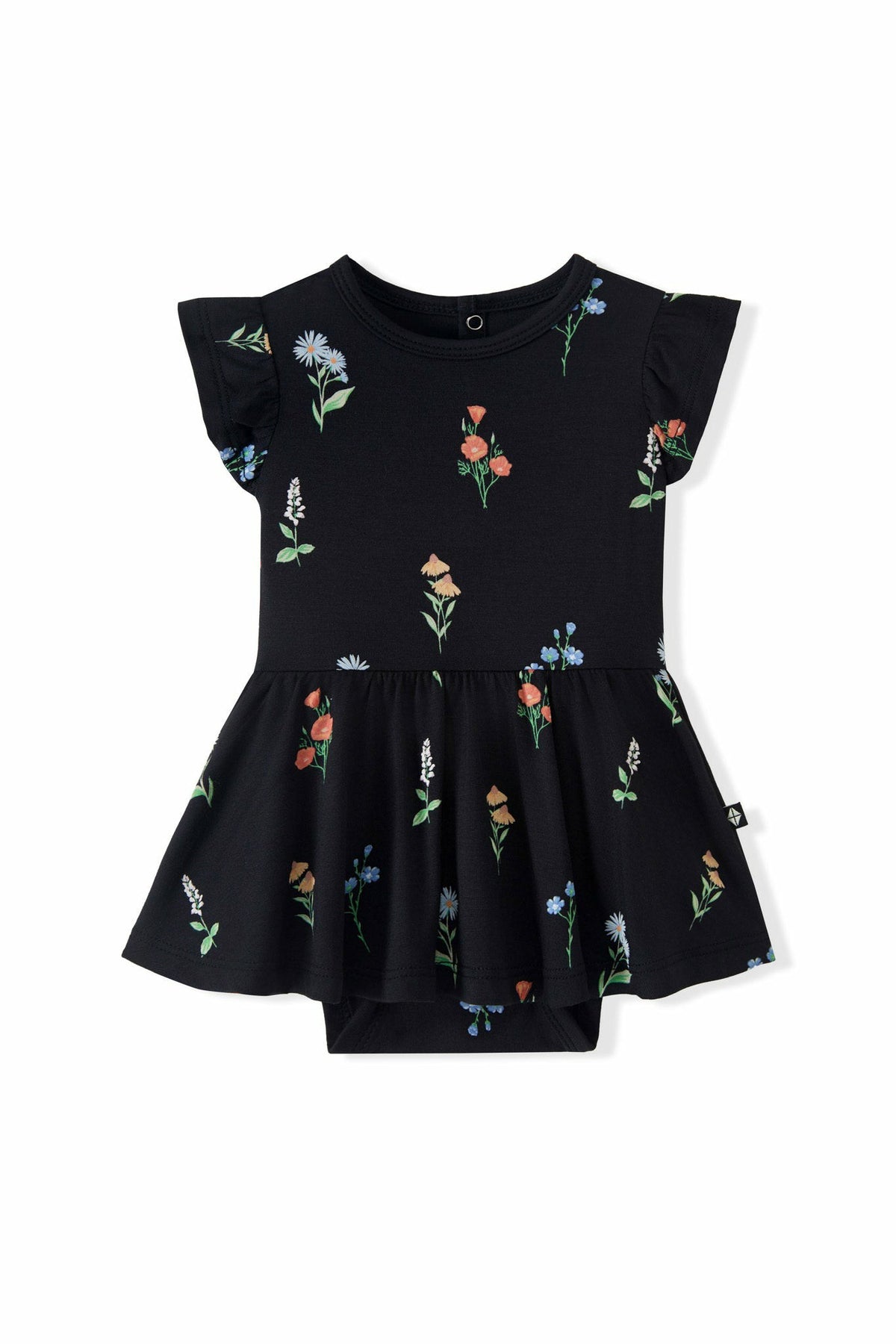 Kyte Baby Twirl Bodysuit Dress in Midnight Wildflower