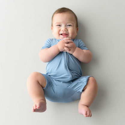 Kyte Baby Zippered Shortall Romper Slate