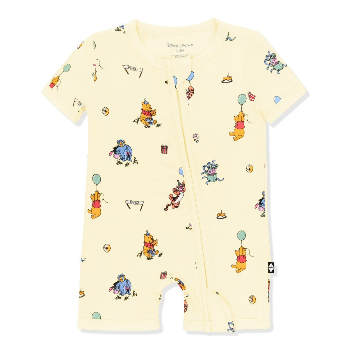 Kyte Baby Zipper Shortall Romper in Winnie the Pooh Celebration