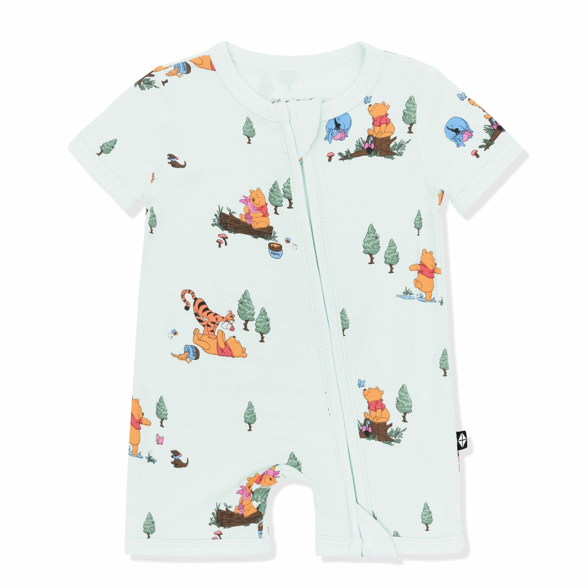 Kyte Baby Zipper Shortall Romper in Winnie the Pooh Hundred Acre Wood