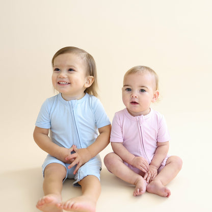 Kyte Baby Zipper Shortall Romper in Thistle