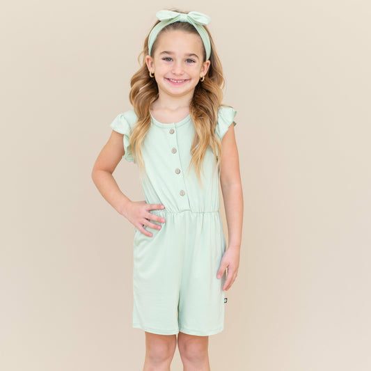 Kyte Baby Flutter Sleeve Romper in Basil