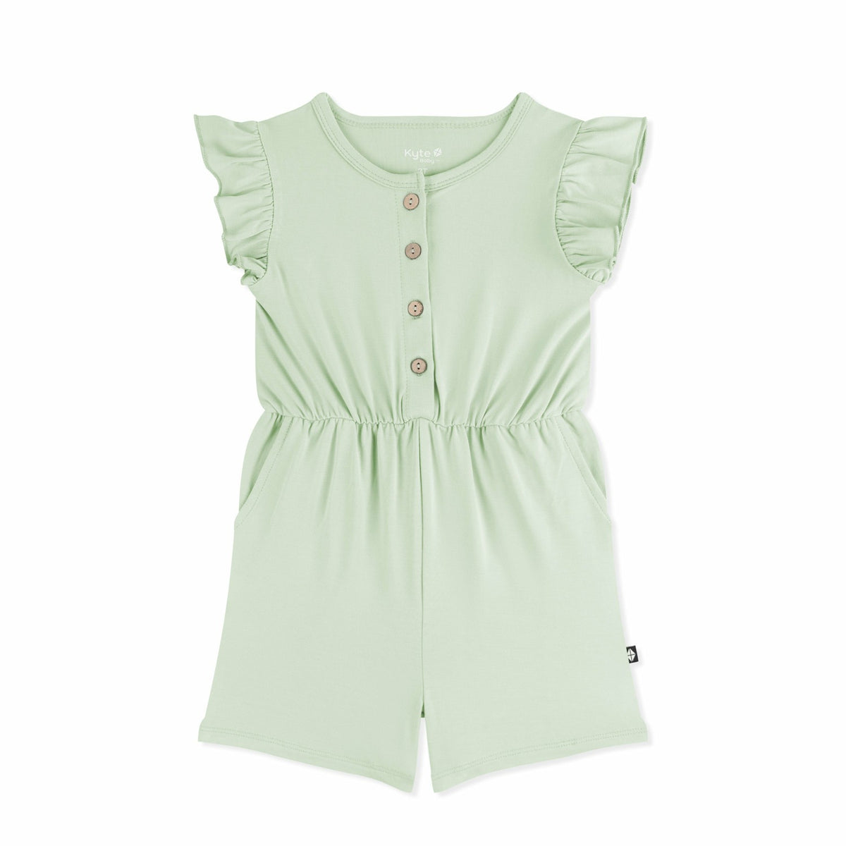 Kyte Baby Flutter Sleeve Romper in Basil