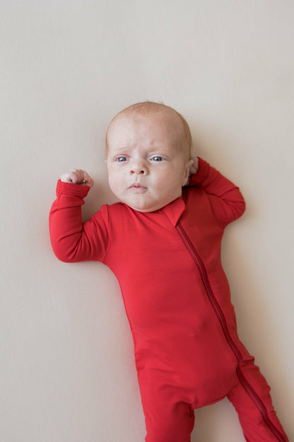 Kyte Baby Zippered Romper in Cardinal