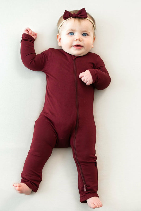 Kyte Baby Zippered Romper in Burgundy