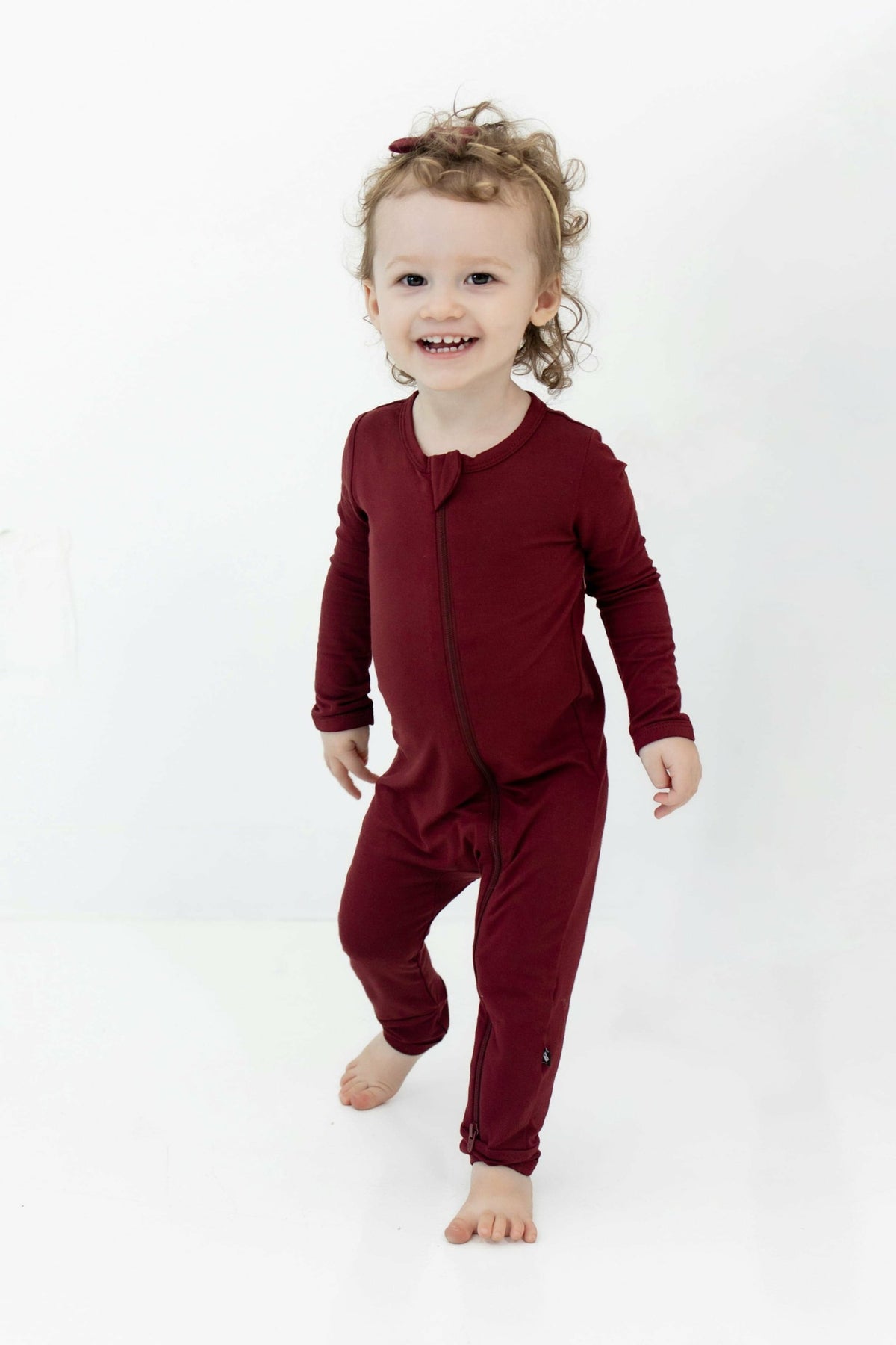 Kyte Baby Zippered Romper in Burgundy