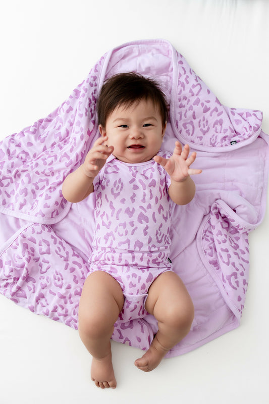 Kyte Baby Baby Blanket in Thistle Leopard 1.0