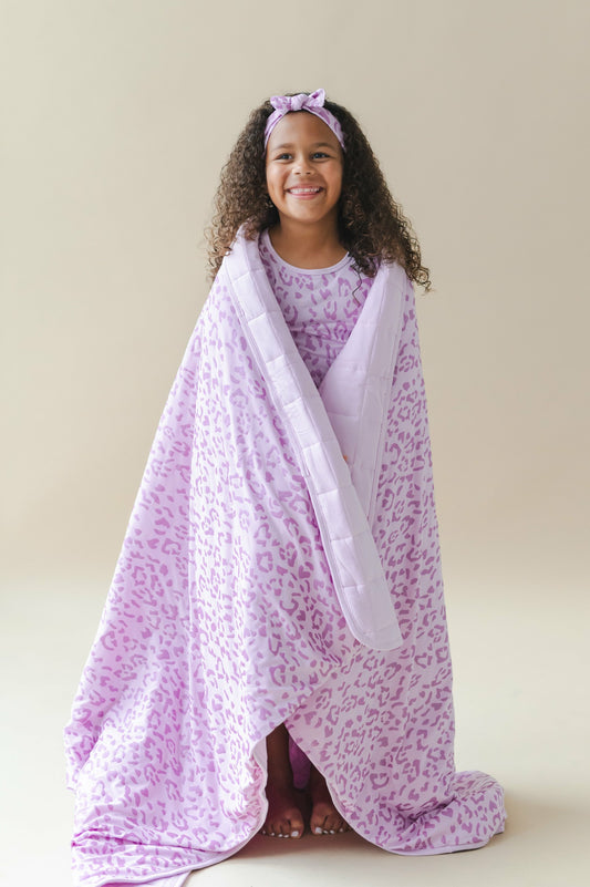 Kyte Baby Youth Blanket in Thistle Leopard 2.5