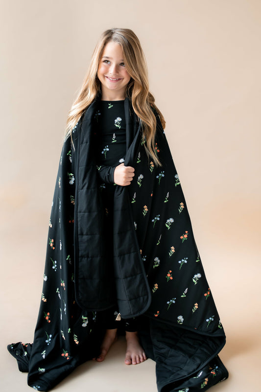 Kyte Baby Youth Blanket in Midnight Wildflower 2.5
