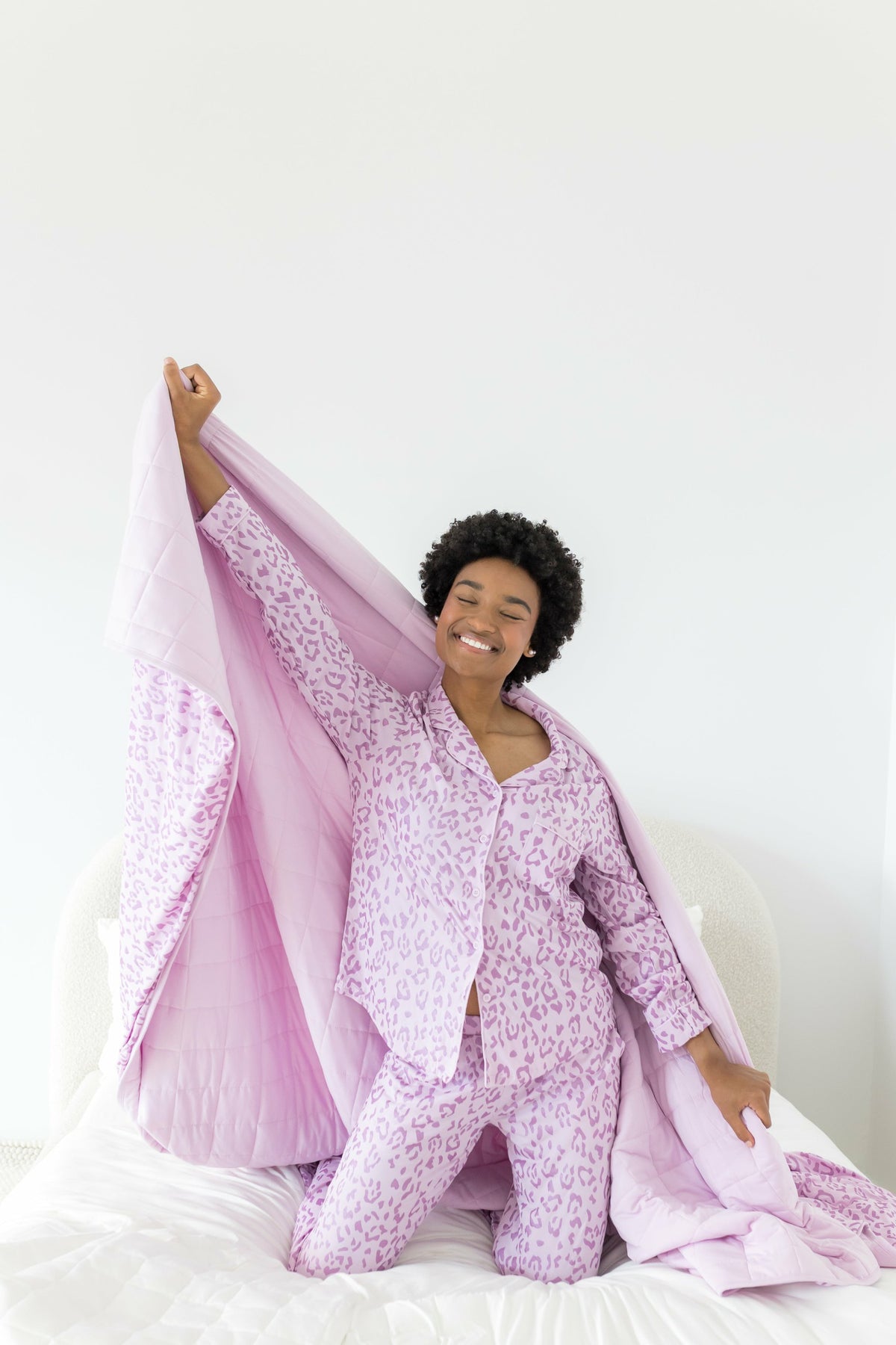 Kyte Baby Adult Quilted Blanket in Thistle Leopard 2.5