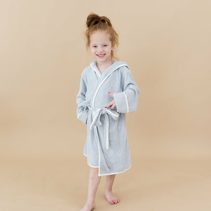 Kyte Baby Hooded Bath Robe in Storm with Cloud Trim