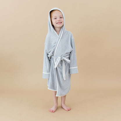 Kyte Baby Hooded Bath Robe in Storm with Cloud Trim