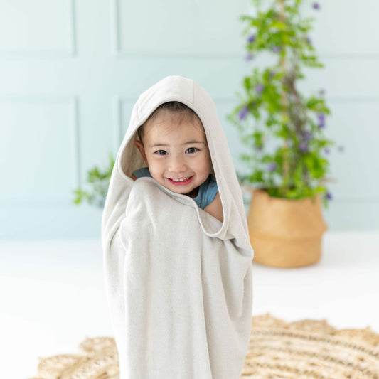Kyte Baby Toddler Hooded Bamboo Bath Towel in Oat