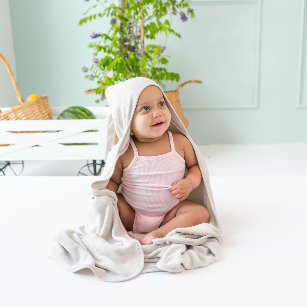 Kyte Baby Hooded Infant Bath Towel in Oat