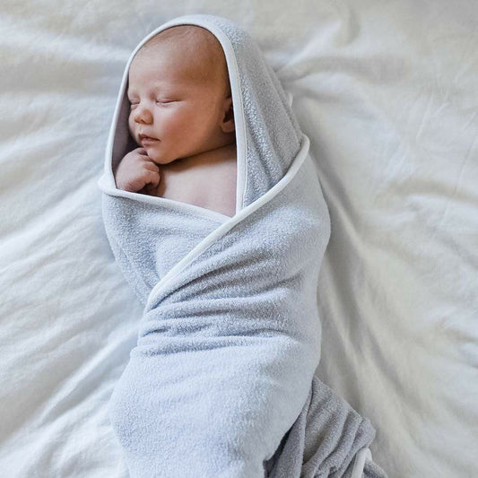 Kyte Baby Bamboo Hooded Bath Towel in Storm Cloud Trim