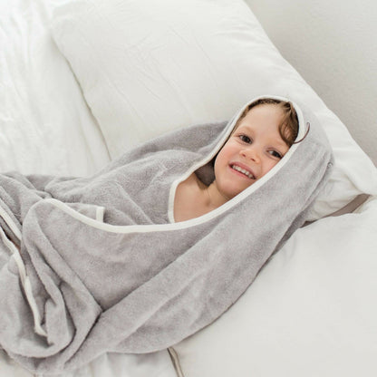 Kyte Baby Toddler Hooded Bath Towel in Storm Cloud Trim