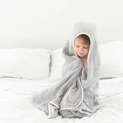 Kyte Baby Toddler Hooded Bath Towel in Storm Cloud Trim