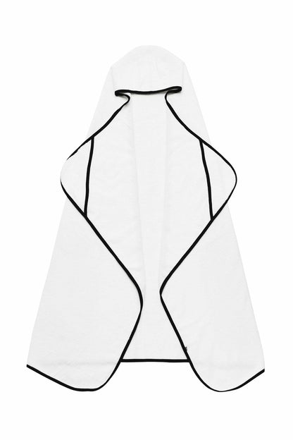 Kyte Baby Toddler Hooded Bath Towel in Cloud with Midnight Trim