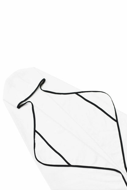 Kyte Baby Toddler Hooded Bath Towel in Cloud with Midnight Trim
