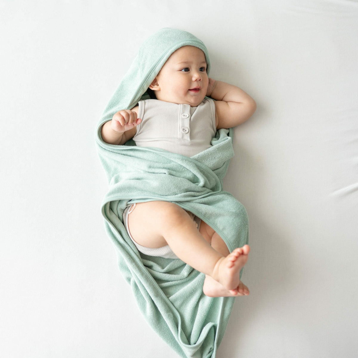 Kyte Baby Hooded Infant Bath Towel in Sage