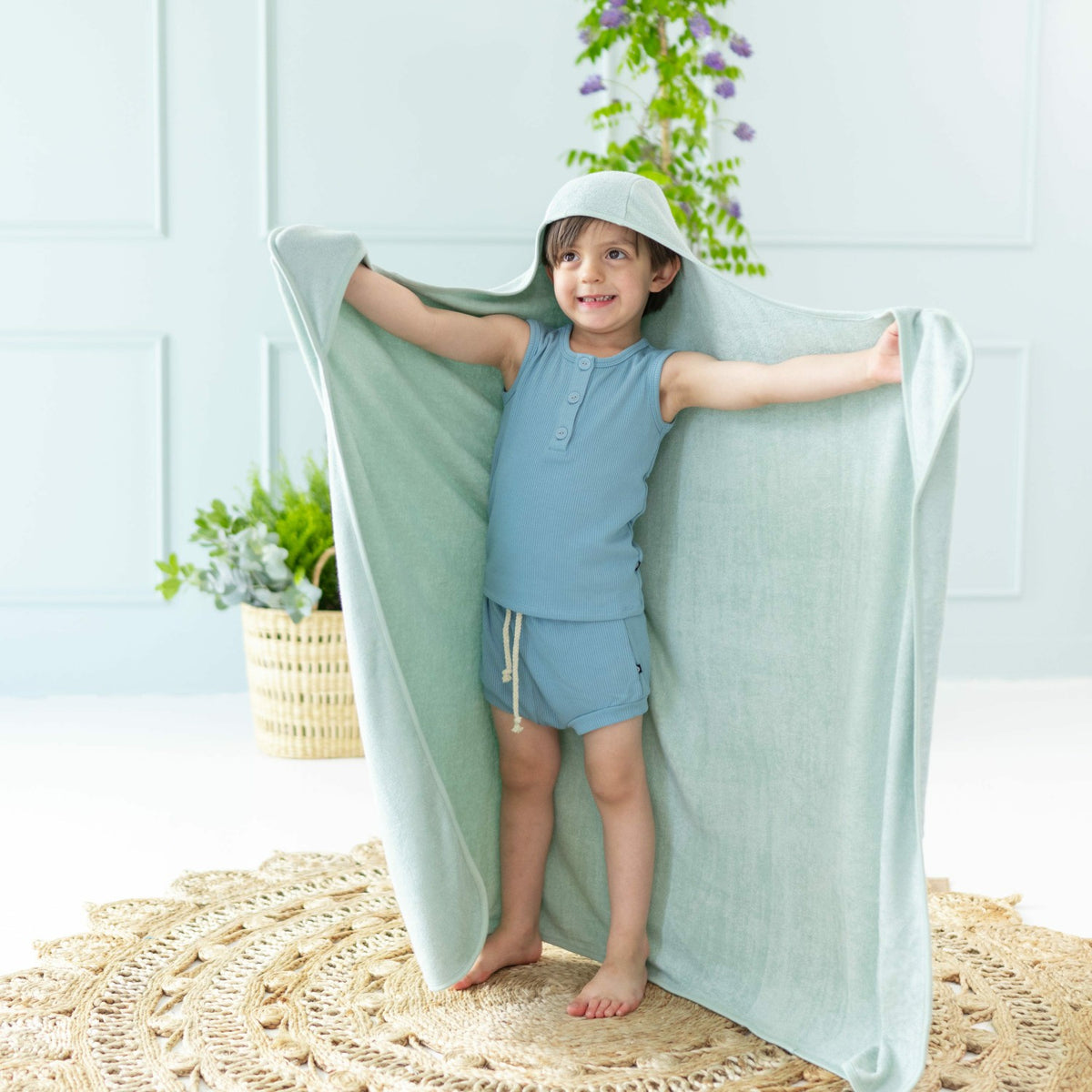 Kyte Baby Toddler Hooded Bamboo Bath Towel in Sage
