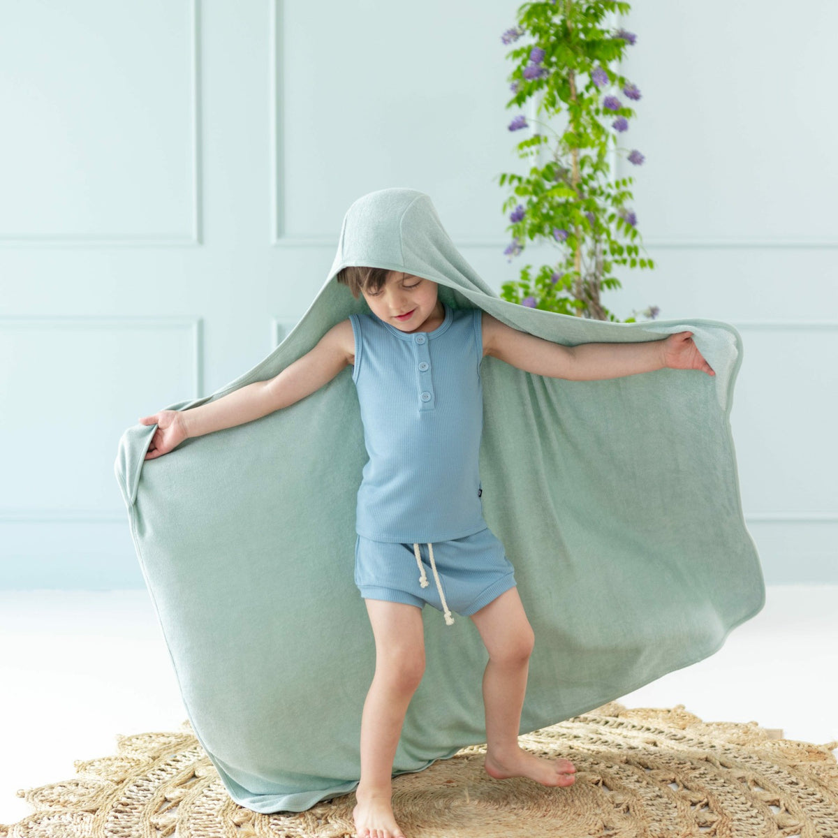 Kyte Baby Toddler Hooded Bamboo Bath Towel in Sage