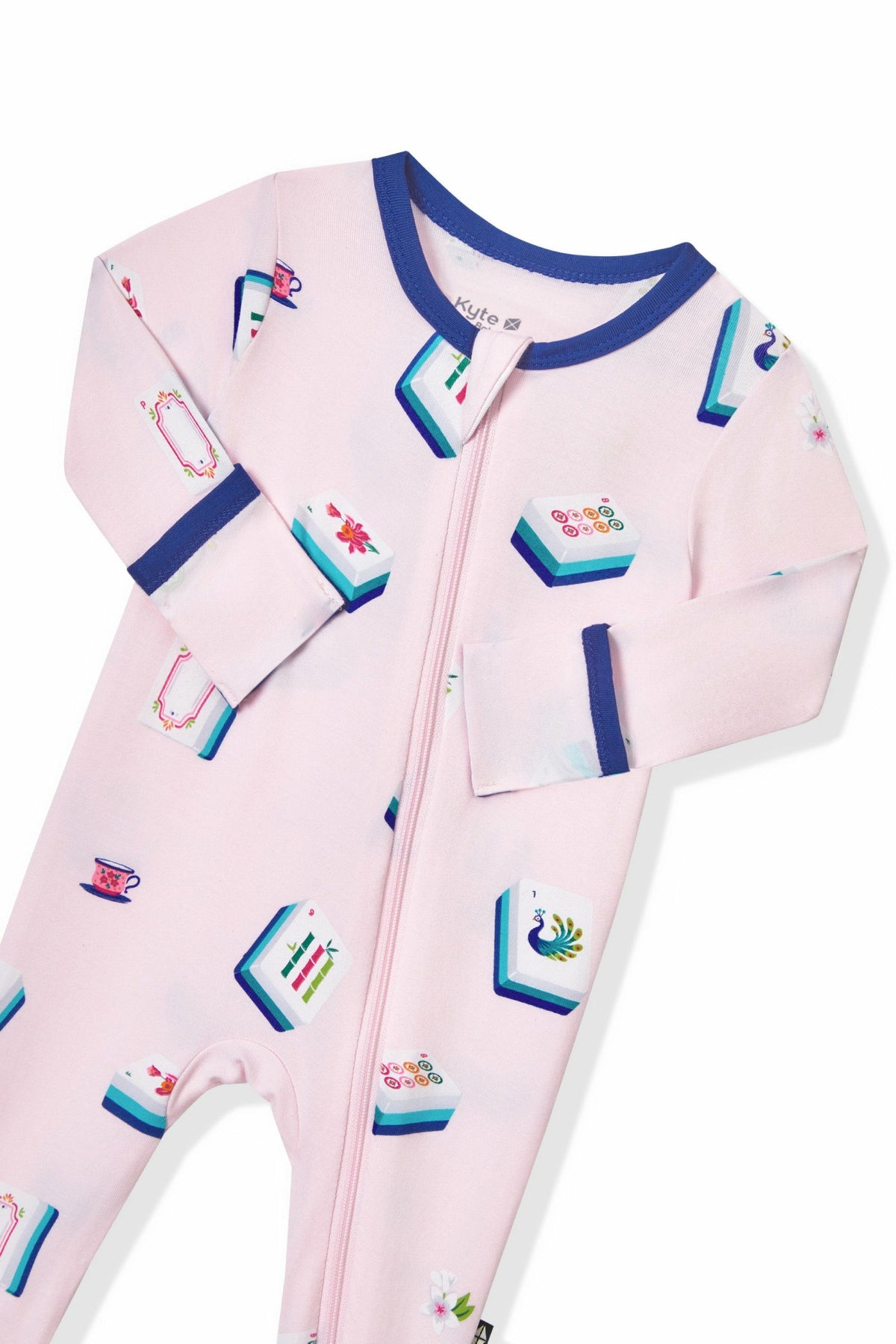 Kyte Baby Zippered Footie in Sakura Mahjong