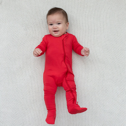 Kyte Baby Zippered Footie in Cardinal