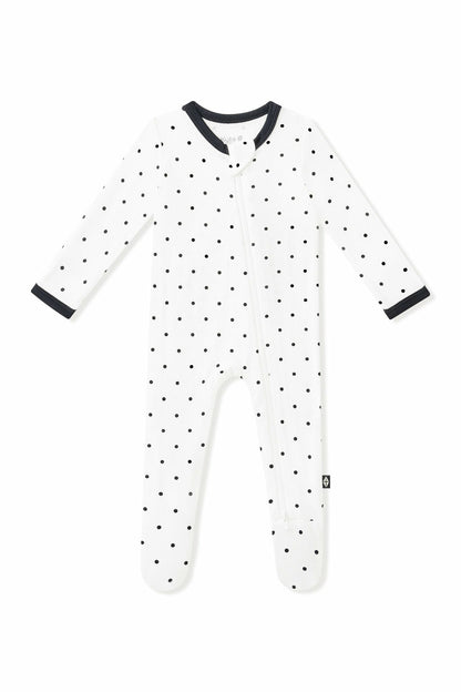 Kyte Baby Zippered Footie in Midnight Polka Dot
