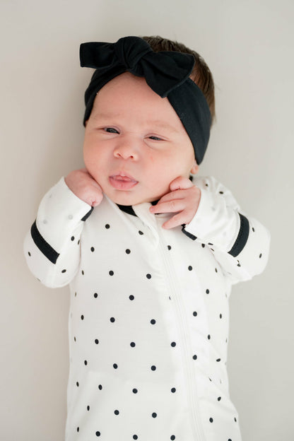 Kyte Baby Zippered Footie in Midnight Polka Dot