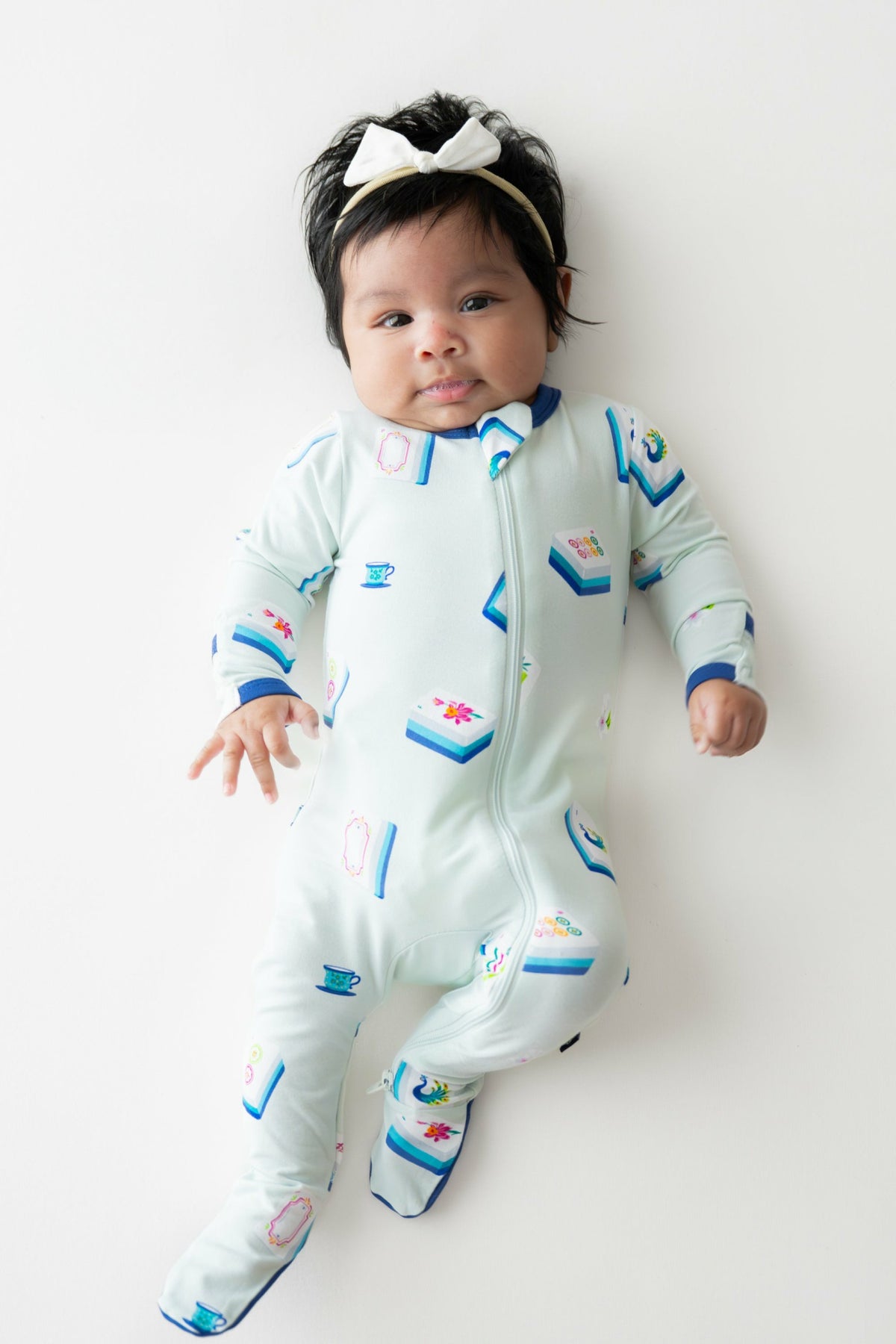 Kyte Baby Zippered Footie in Dew Mahjong