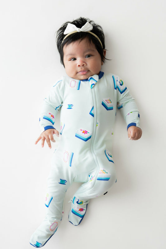 Kyte Baby Zippered Footie in Dew Mahjong