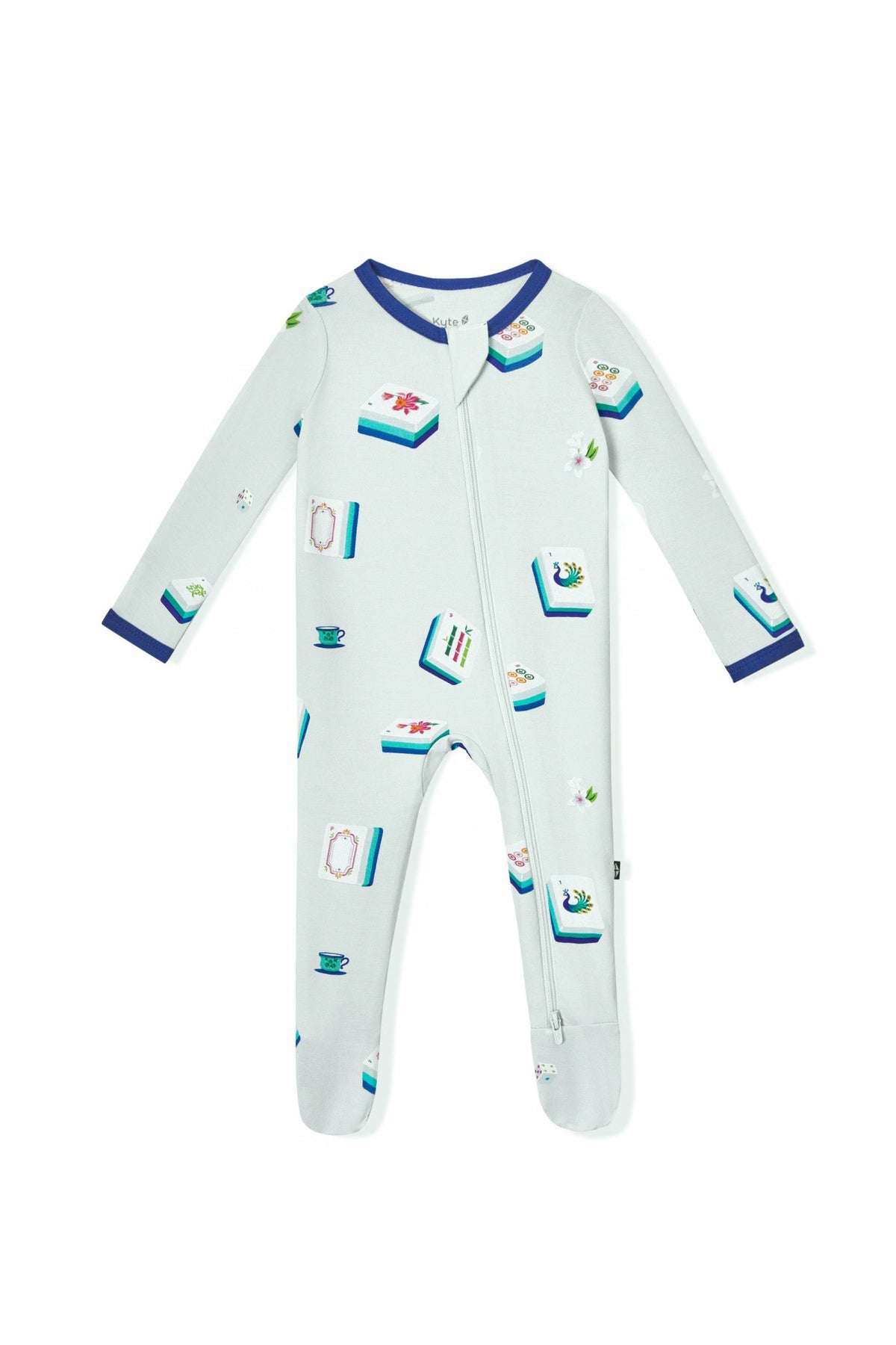 Kyte Baby Zippered Footie in Dew Mahjong