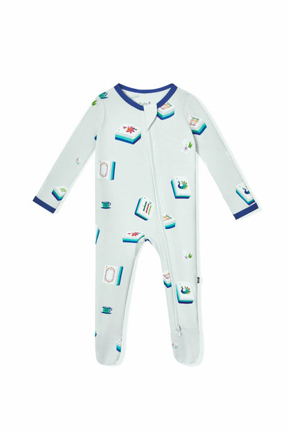 Kyte Baby Zippered Footie in Dew Mahjong