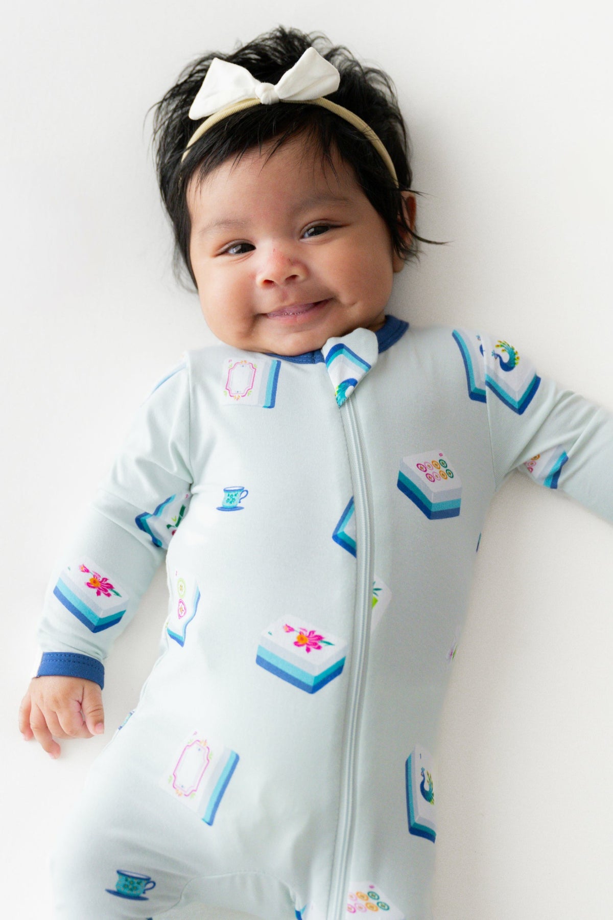Kyte Baby Zippered Footie in Dew Mahjong