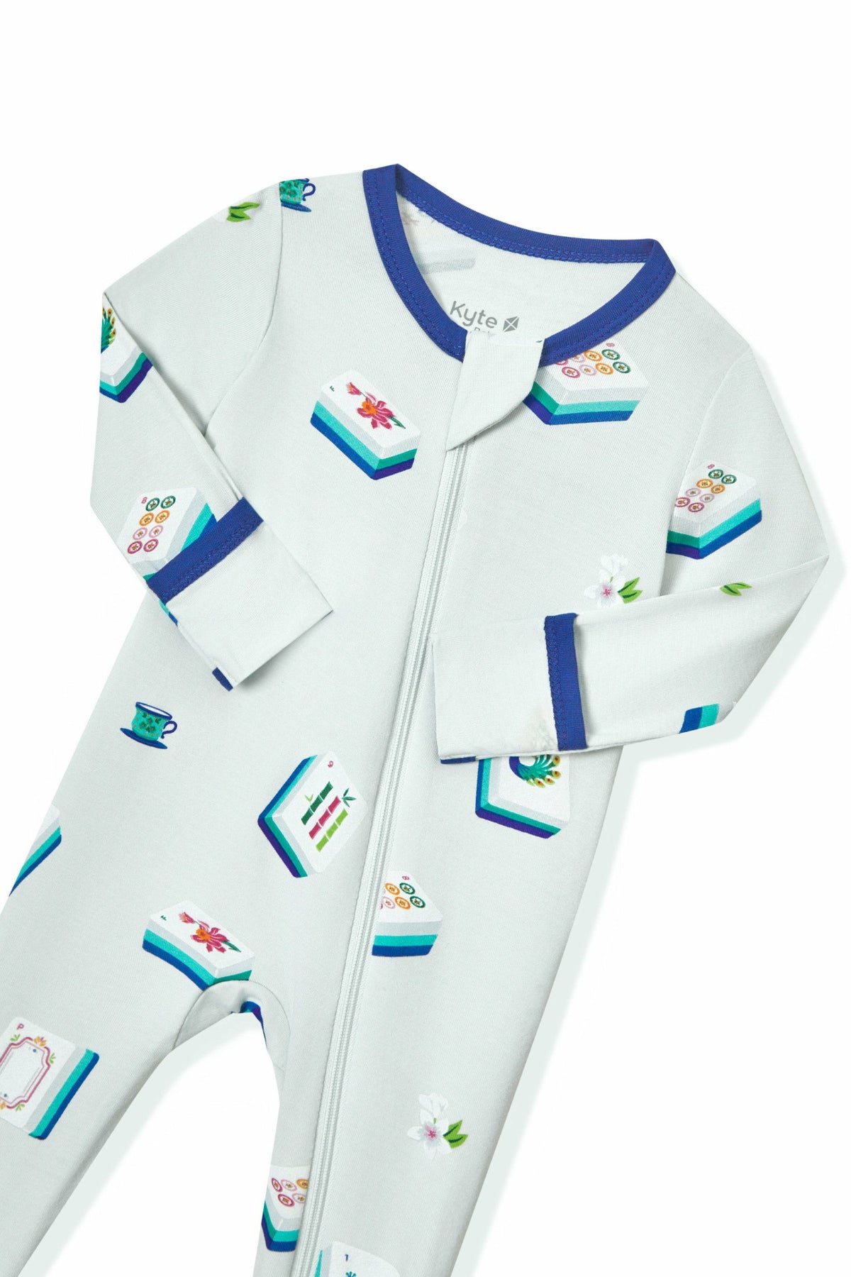 Kyte Baby Zippered Footie in Dew Mahjong