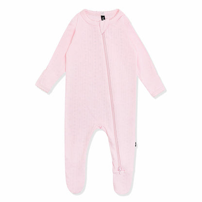 Kyte Baby Pointelle Zippered Footie in Sakura