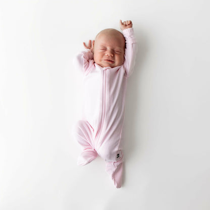 Kyte Baby Pointelle Zippered Footie in Sakura