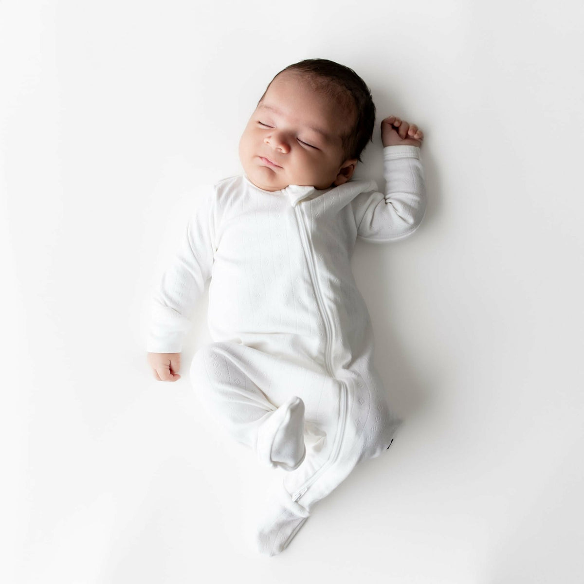 Kyte Baby Pointelle Zippered Footie in Cloud