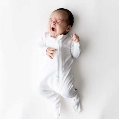 Kyte Baby Pointelle Zippered Footie in Cloud