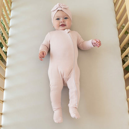 Kyte Baby Ribbed Zipper Footie in Blush
