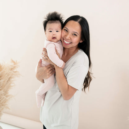 Kyte Baby Ribbed Zipper Footie in Blush