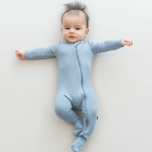 Kyte Baby Ribbed Zipper Footie in Slate