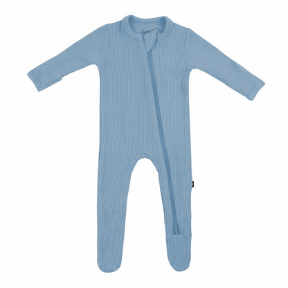 Kyte Baby Ribbed Zipper Footie in Slate